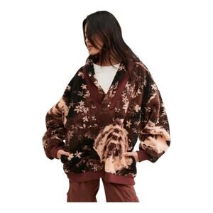 Free People Rosie Printed Sherpa Jacket Oversized Western Bohemian Size S